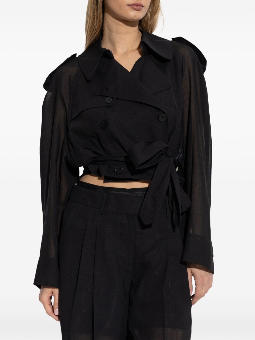 cropped double-breasted coat - 3