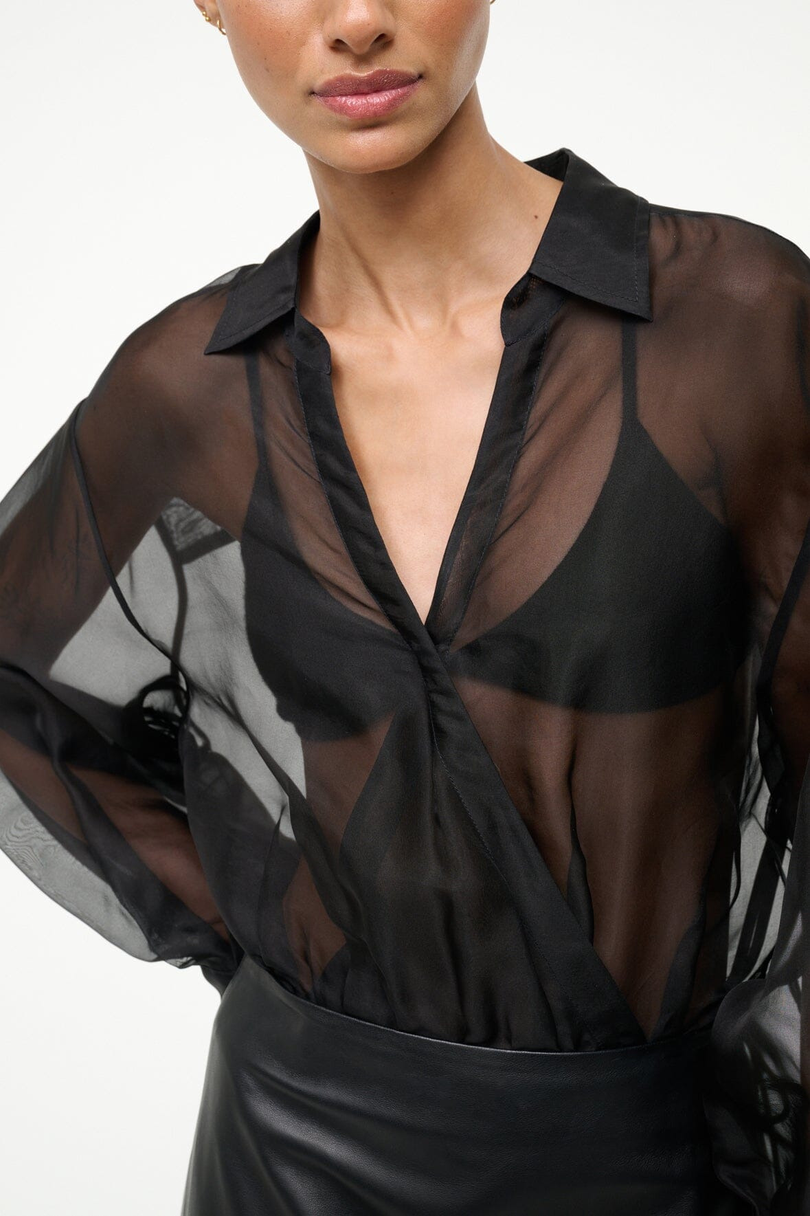 STAUD EVE SILK BODYSUIT BLACK - 3