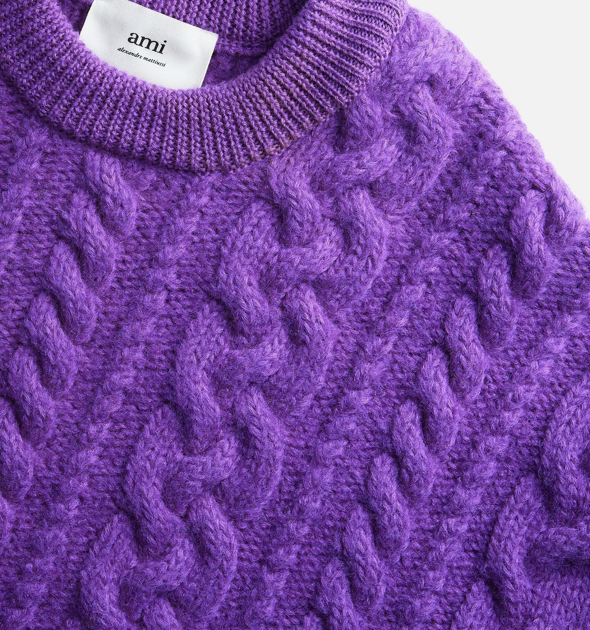 AMI Paris drop-shoulder cable-knit cardigan - Purple