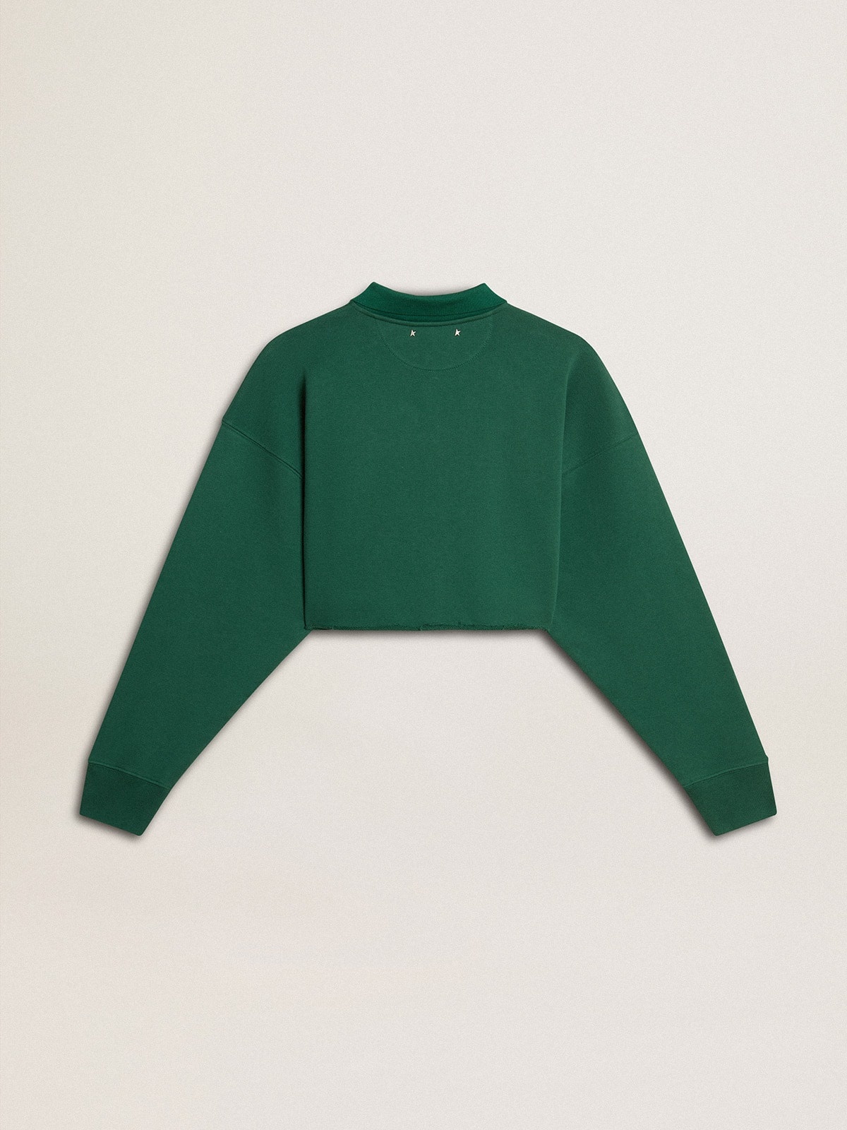 Women's green cropped polo sweatshirt with print - 5