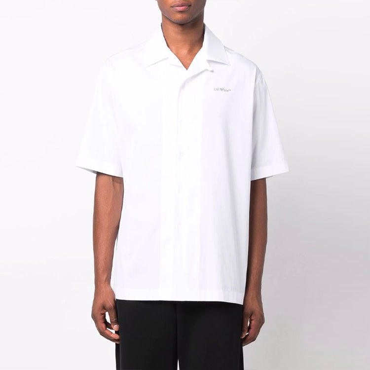 Off-White FW21 Lgo Short Sleeve Shirt Loose Fit White OMGA196F21FAB0040184 - 2