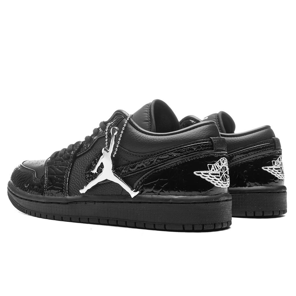 AIR JORDAN 1 LOW SE WOMEN'S - BLACK/BLACK/WHITE/METALLIC SILVER - 3