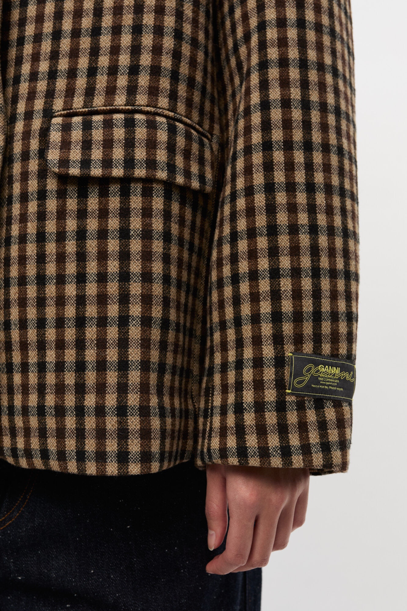 CHECK WOOL BLAZER - 5
