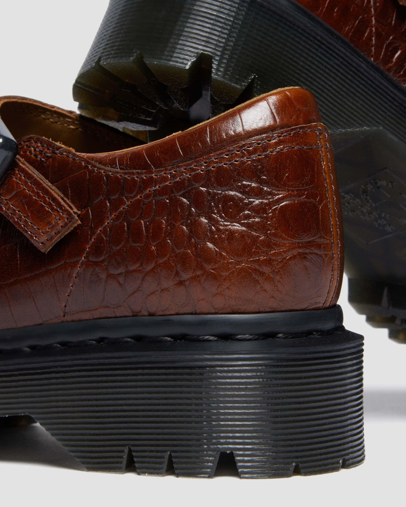 REJENA MARY JANE Croc Emboss Leather Shoes 4