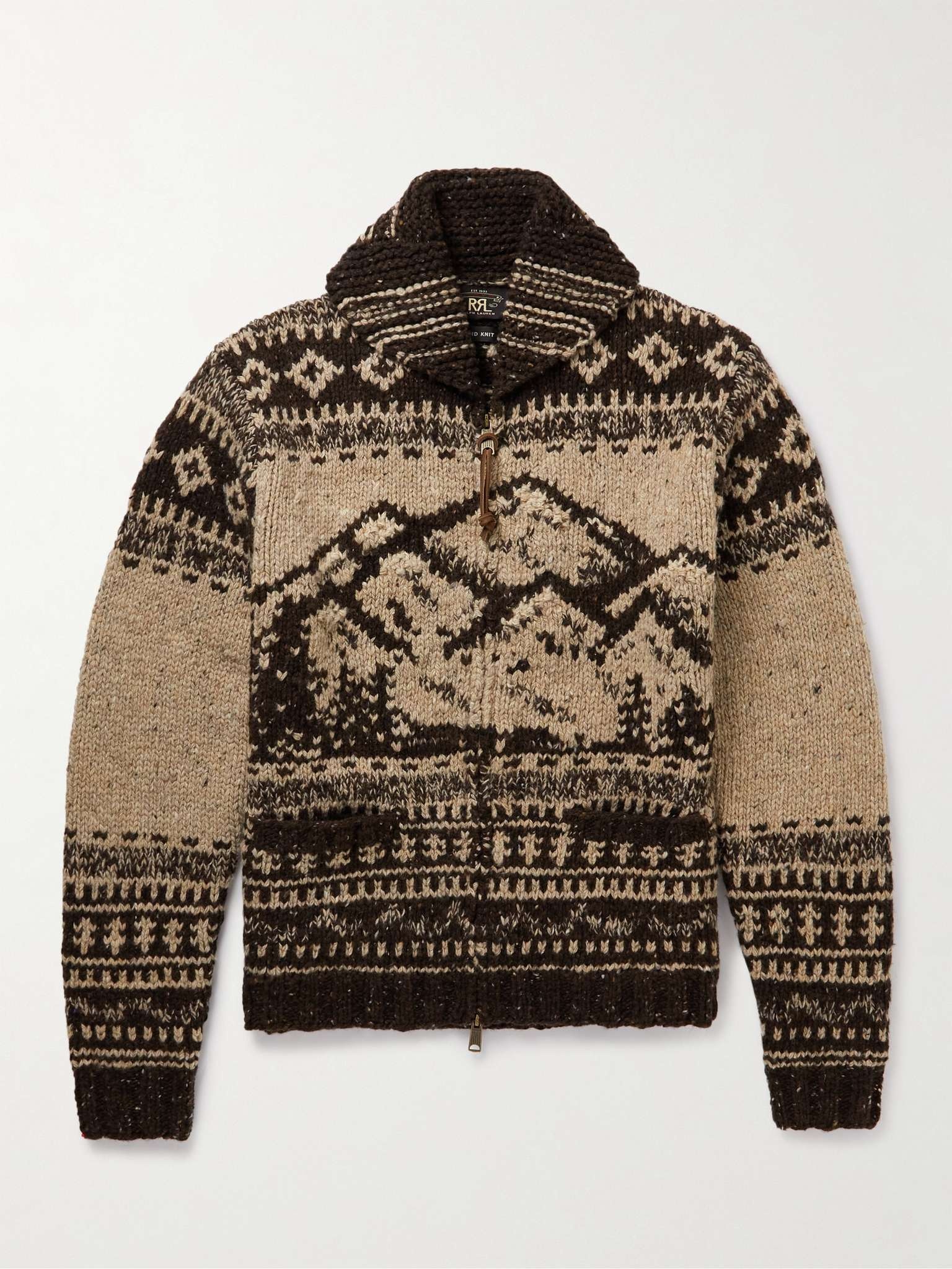 Shawl-Collar Intarsia Wool-Blend Zip-Up Cardigan - 1