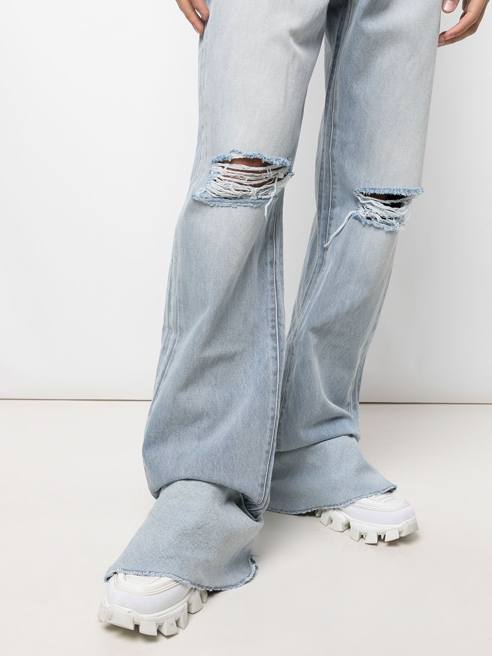 ripped-knee turn-up jeans - 5