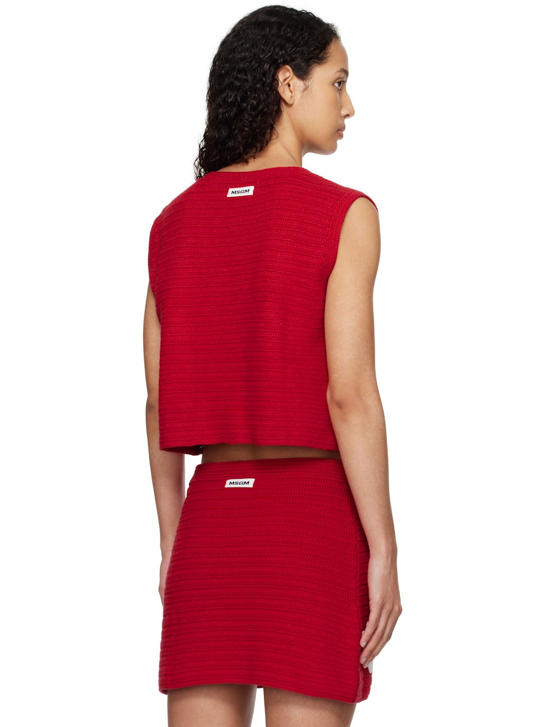 Red Crocheted Sweater Vest - 3