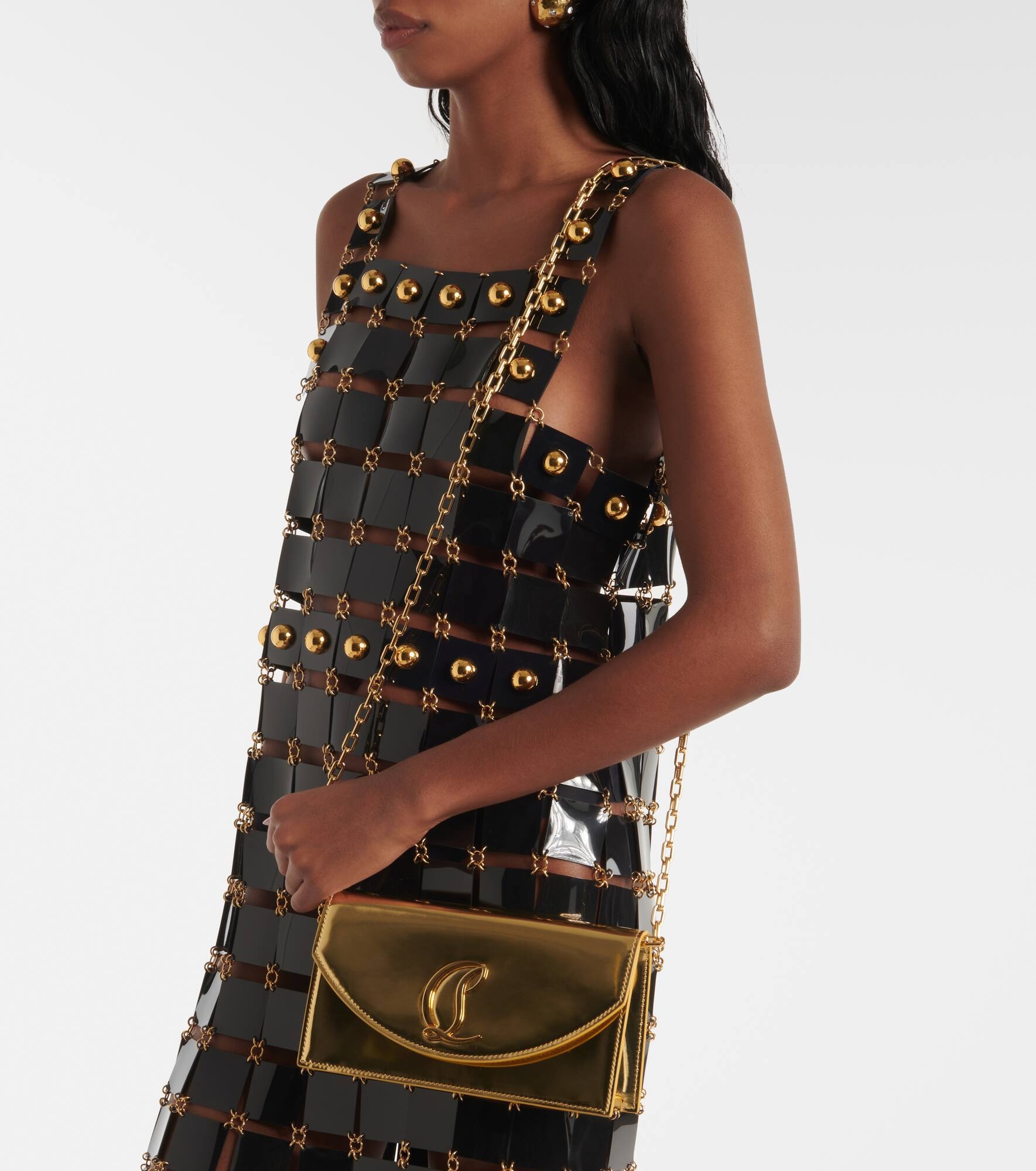 Loubi54 mirrored leather clutch - 6