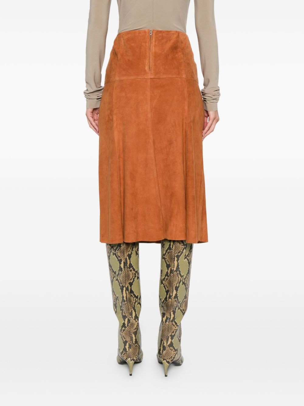 suede A-line skirt - 4