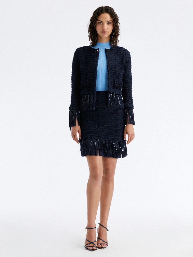 Oscar de la Renta TWEED SEQUIN FRINGE JACKET outlook