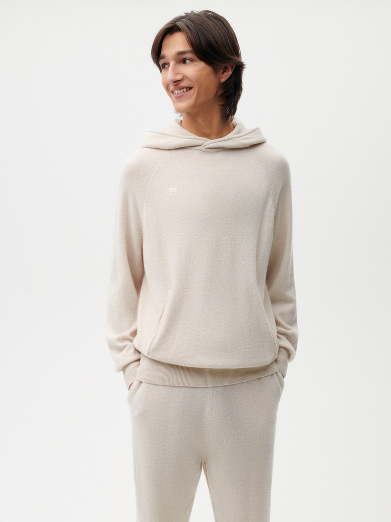 PANGAIA Mens Recycled Cashmere Hoodie - Oatmeal outlook