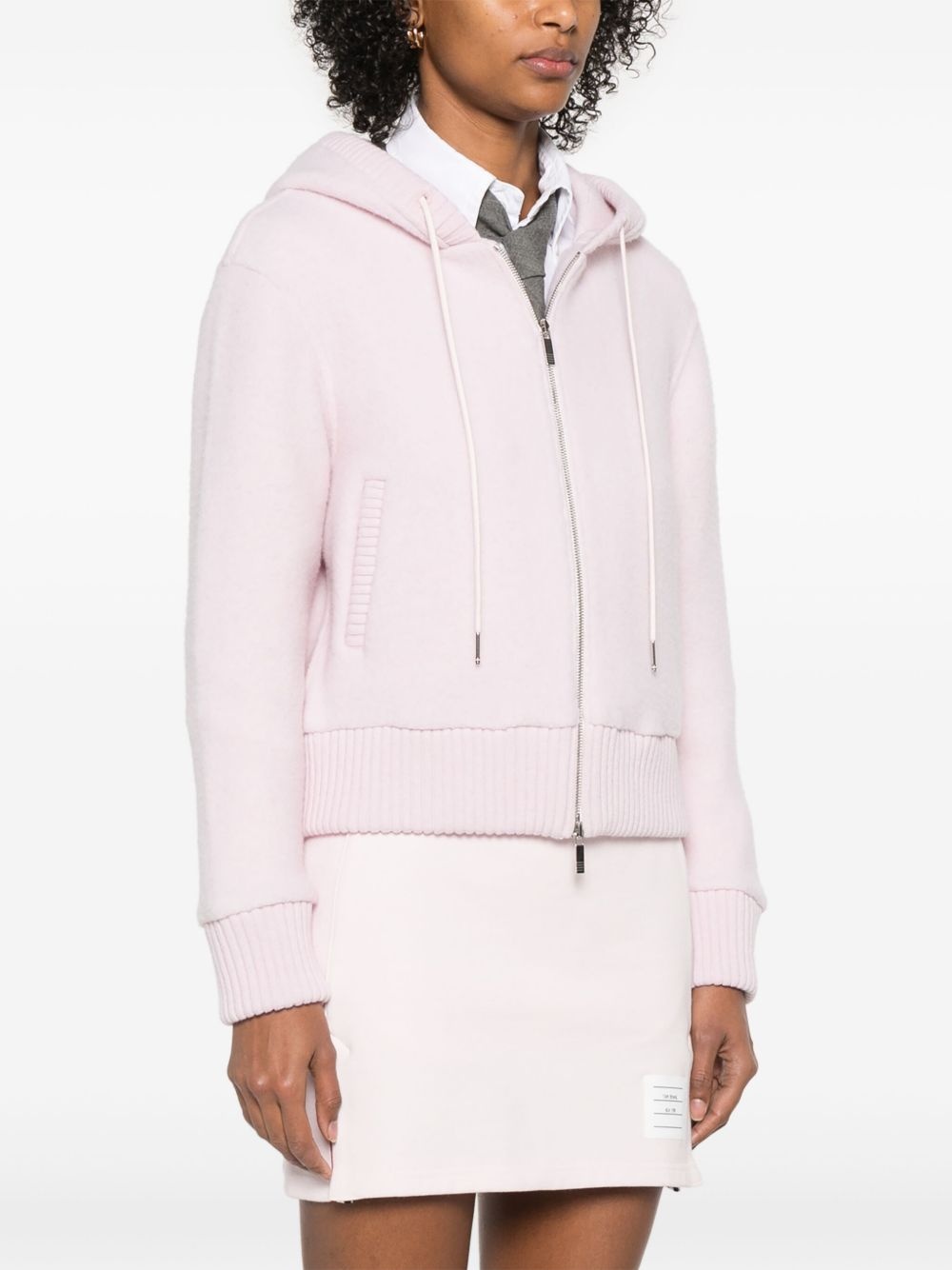 zip-up wool hoodie - 3