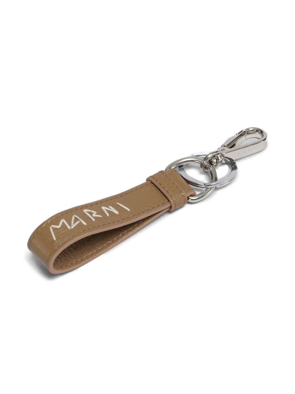 logo-embroidered leather keyring - 3