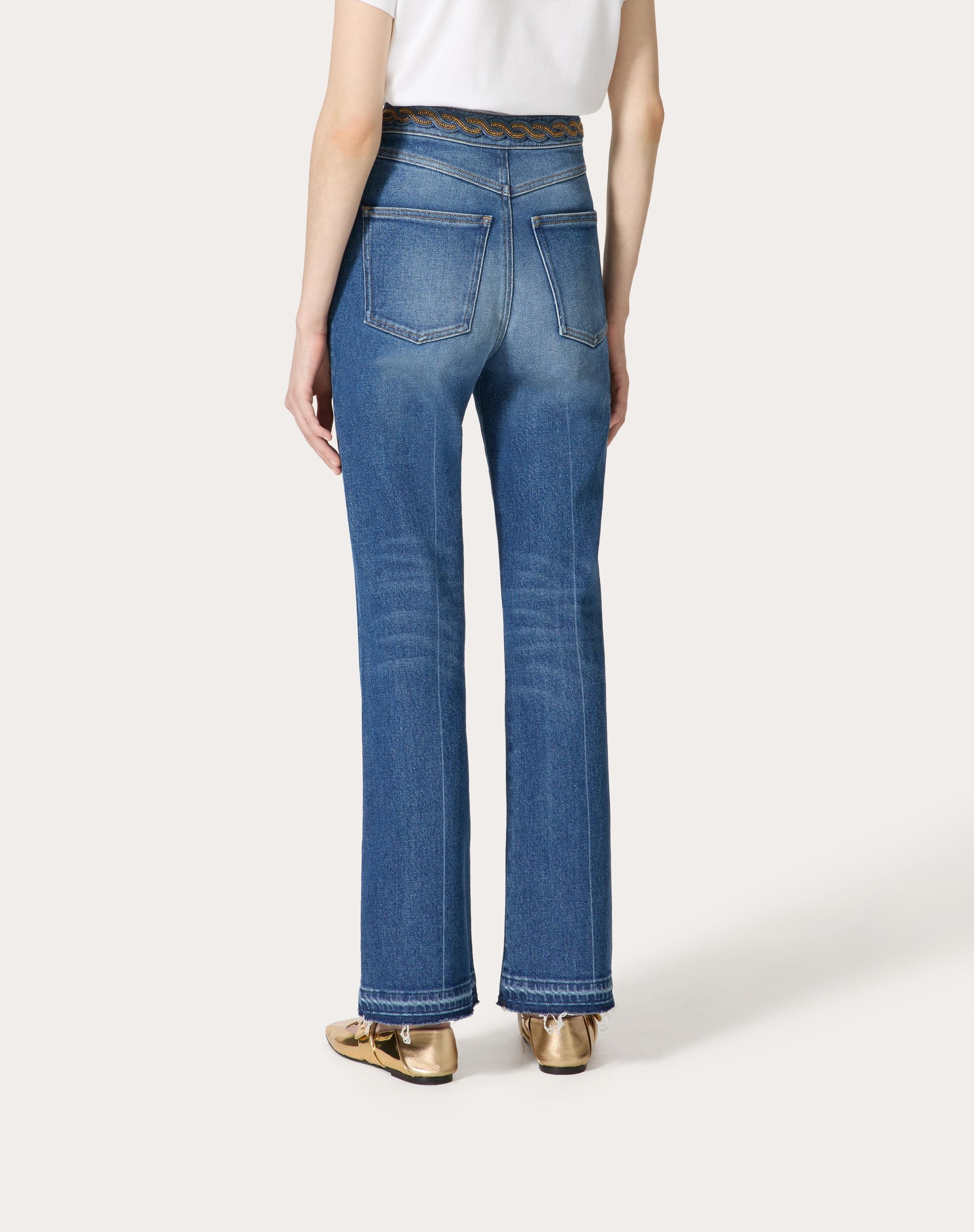 EMBROIDERED BLUE MEDIO CON RISERVA TROUSERS - 4