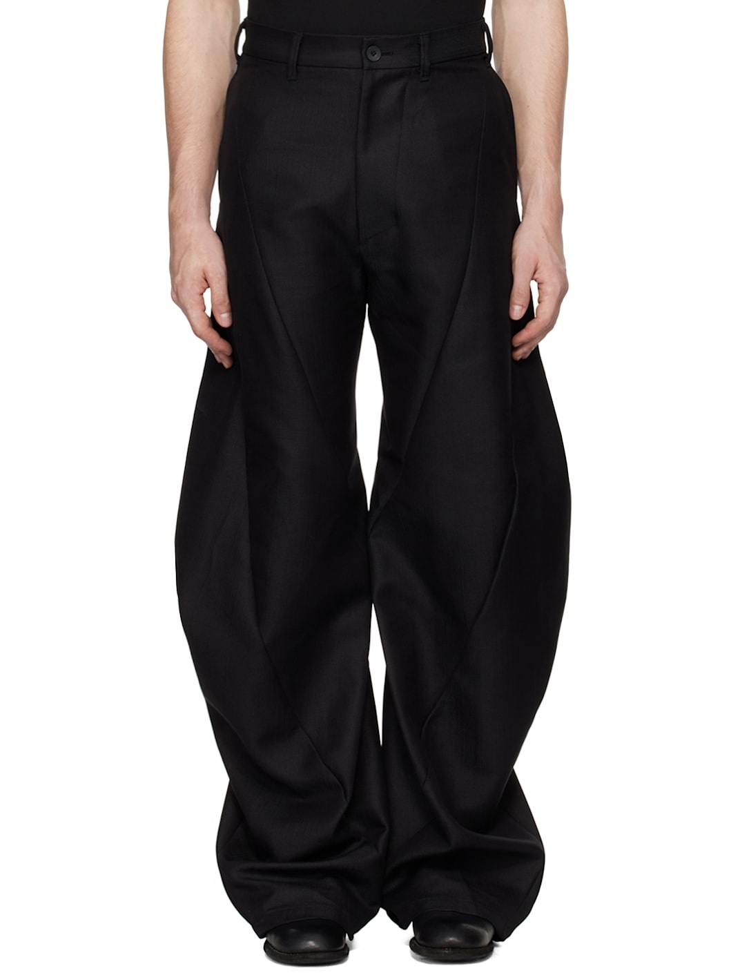 Black Edge Curved Trousers - 1