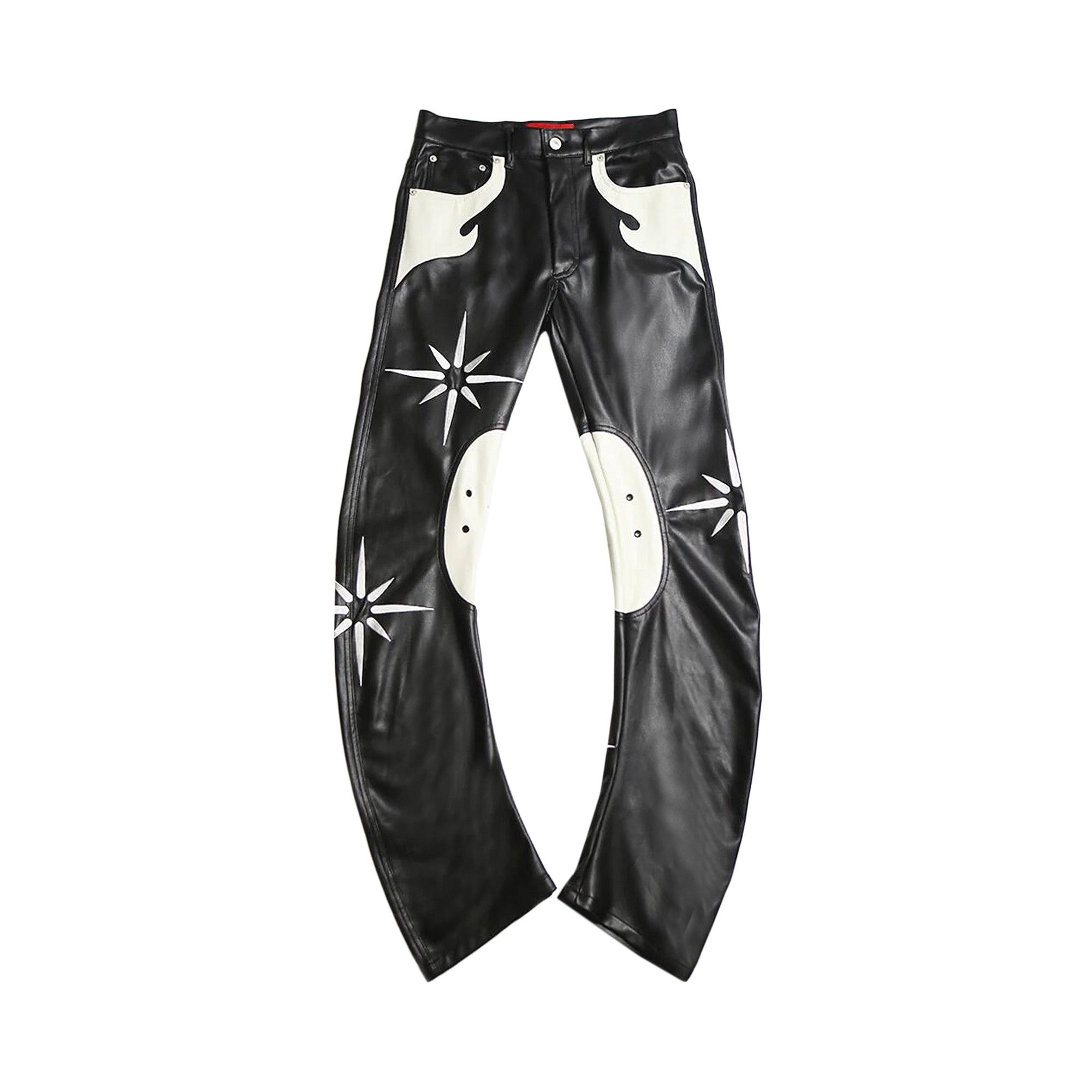 KUSIKOHC Flower Rider Faux Leather Pants 'Black' - 1
