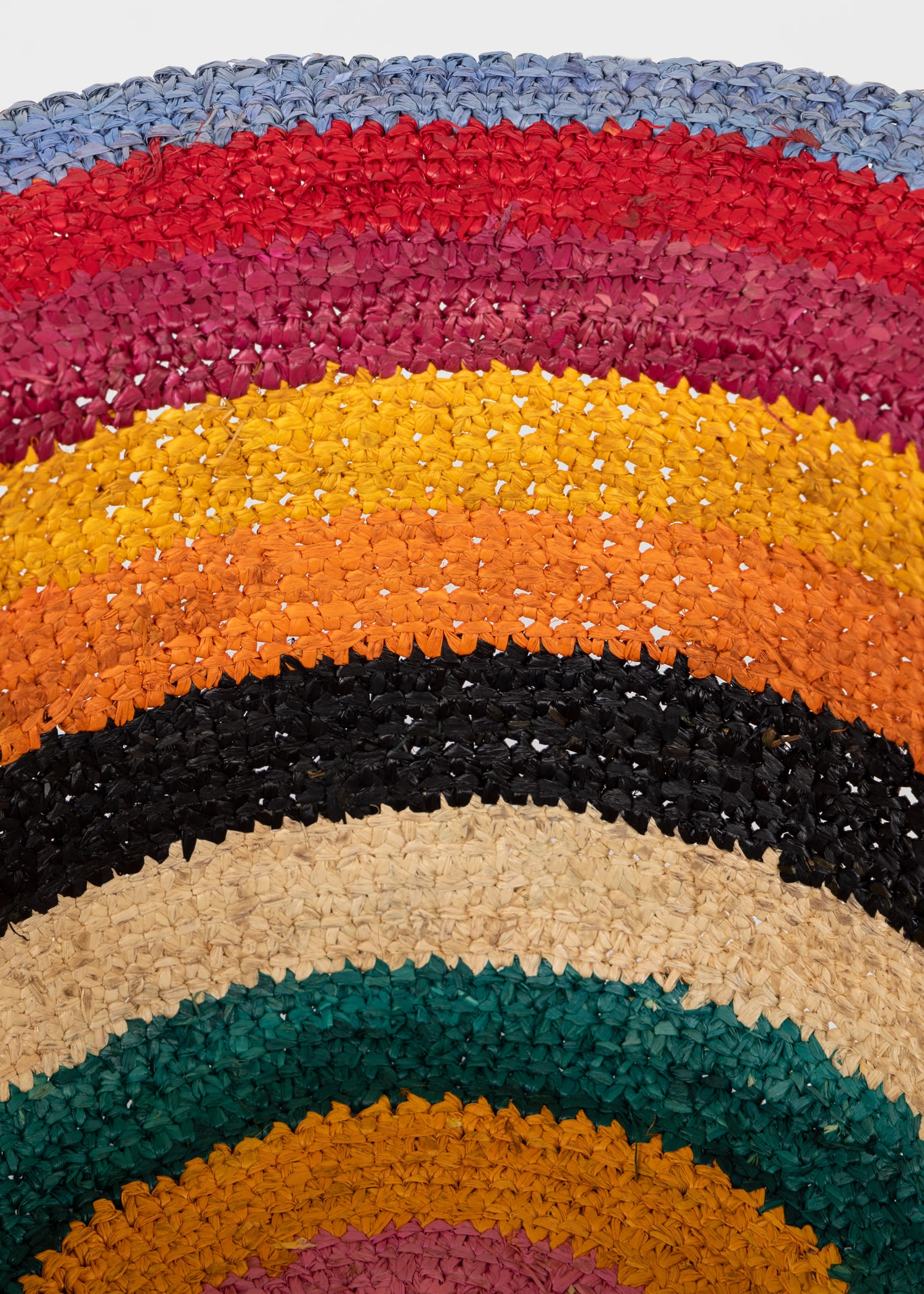 Stripe Crochet Straw Hat - 4