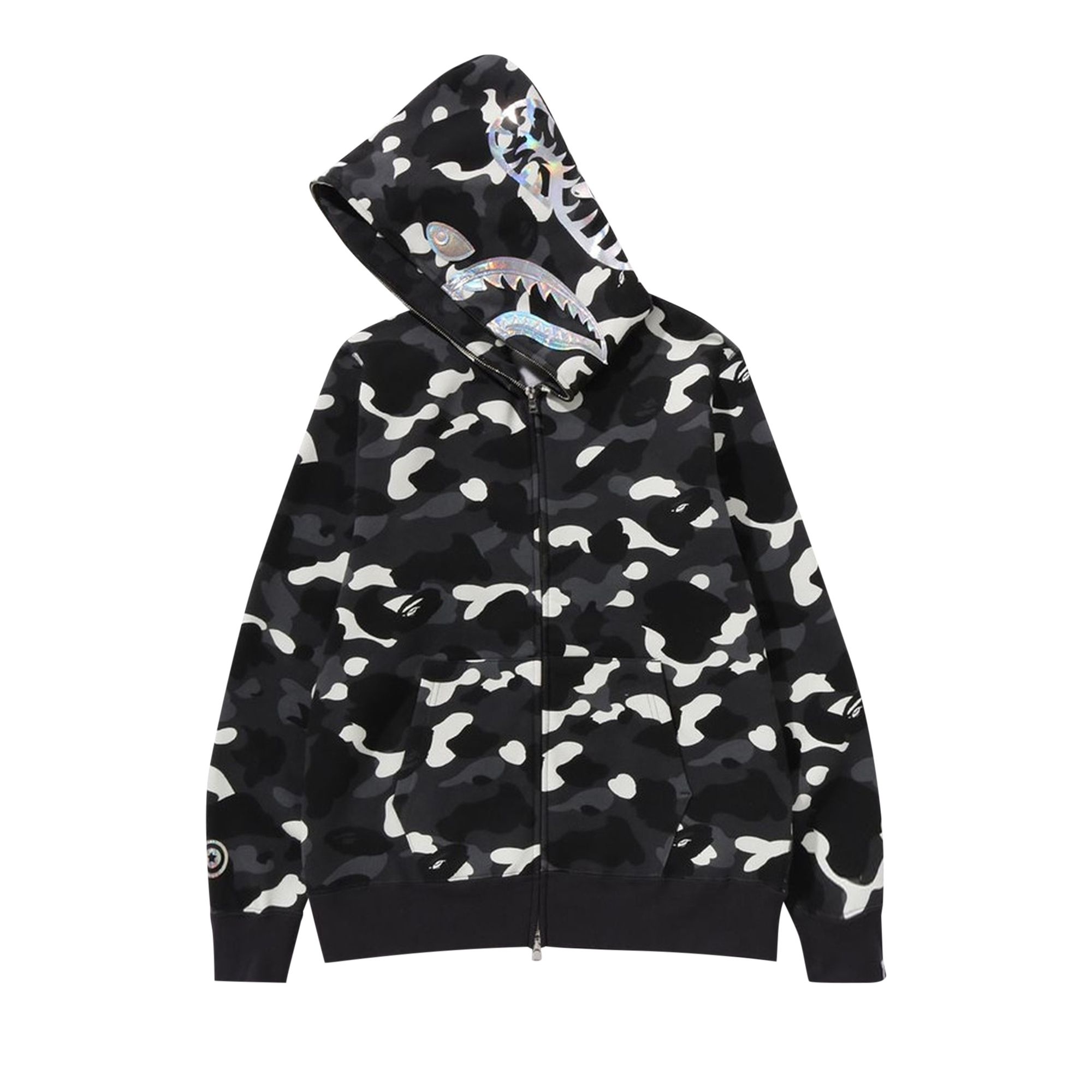 BAPE City Camo Shark Full Zip Hoodie 'Black' - 3