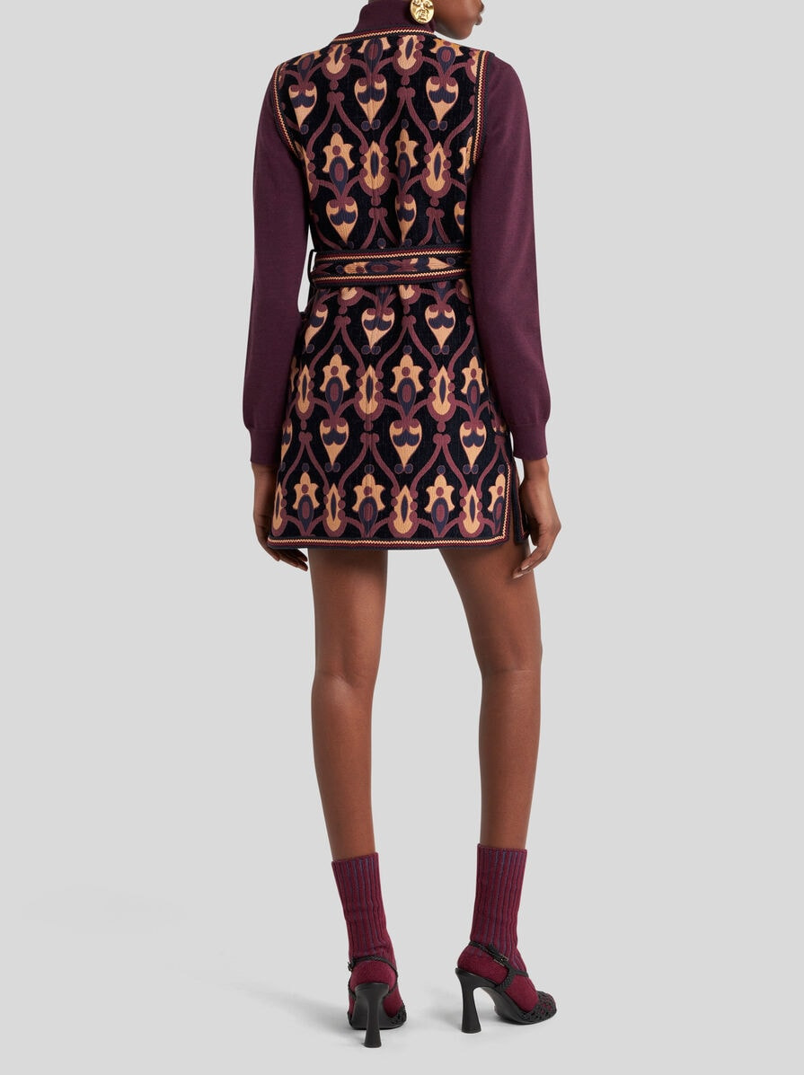 LONG REVERSIBLE CHENILLE JACQUARD WAISTCOAT - 4