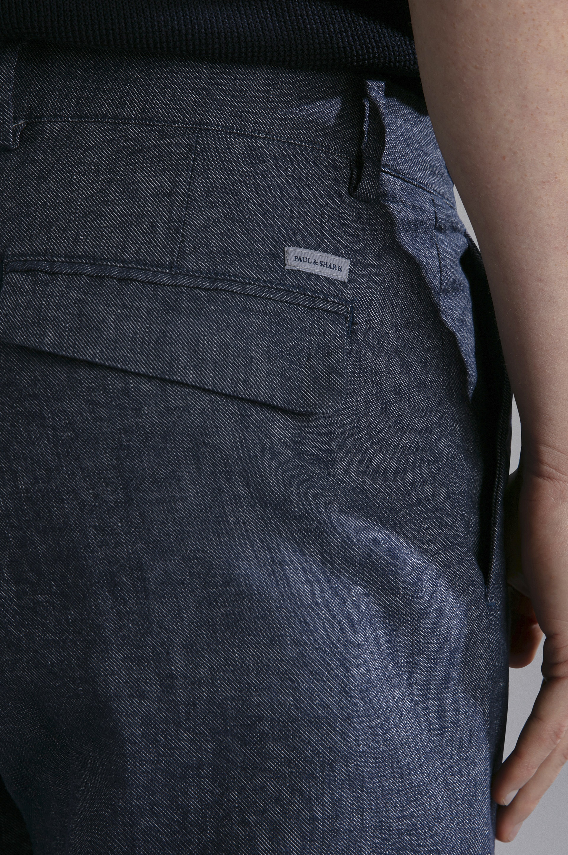 LINEN E COTTON STRETCH CHINO TROUSERS - 4