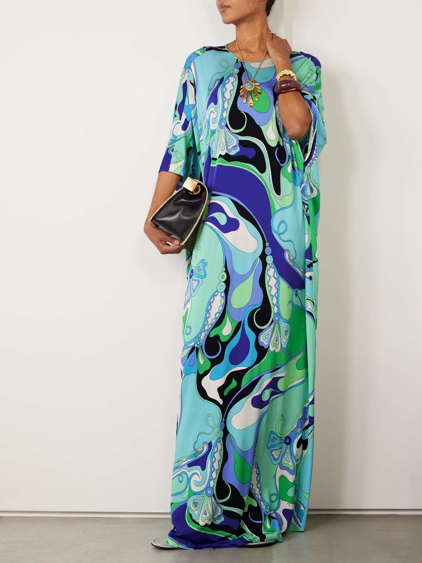PUCCI Printed jersey kaftan Blue - 5HJL055H737 | REVERSIBLE