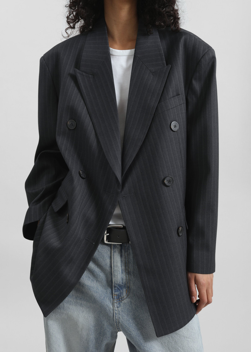 Tarbert Double-Breasted Blazer - Grey/White Pinstripe 4