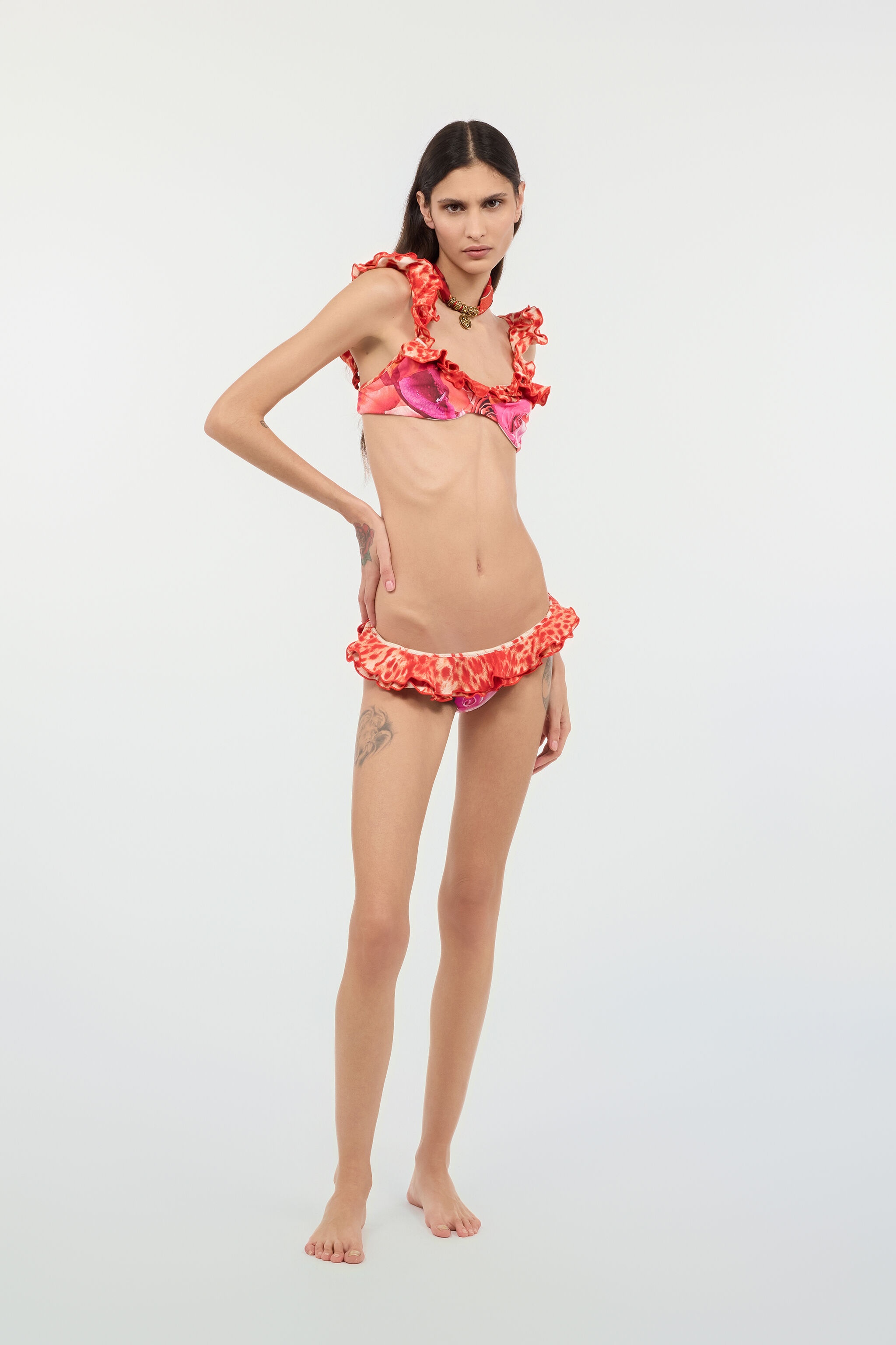Garden Rose And Cheetah Skin Bikini - 2