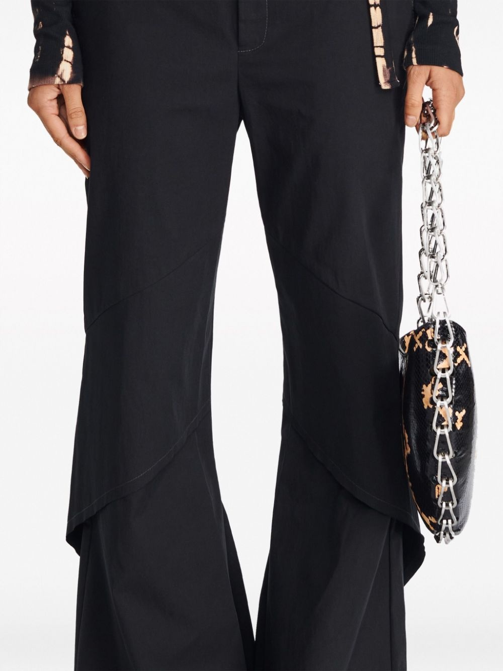 draped-panel flared trousers - 6