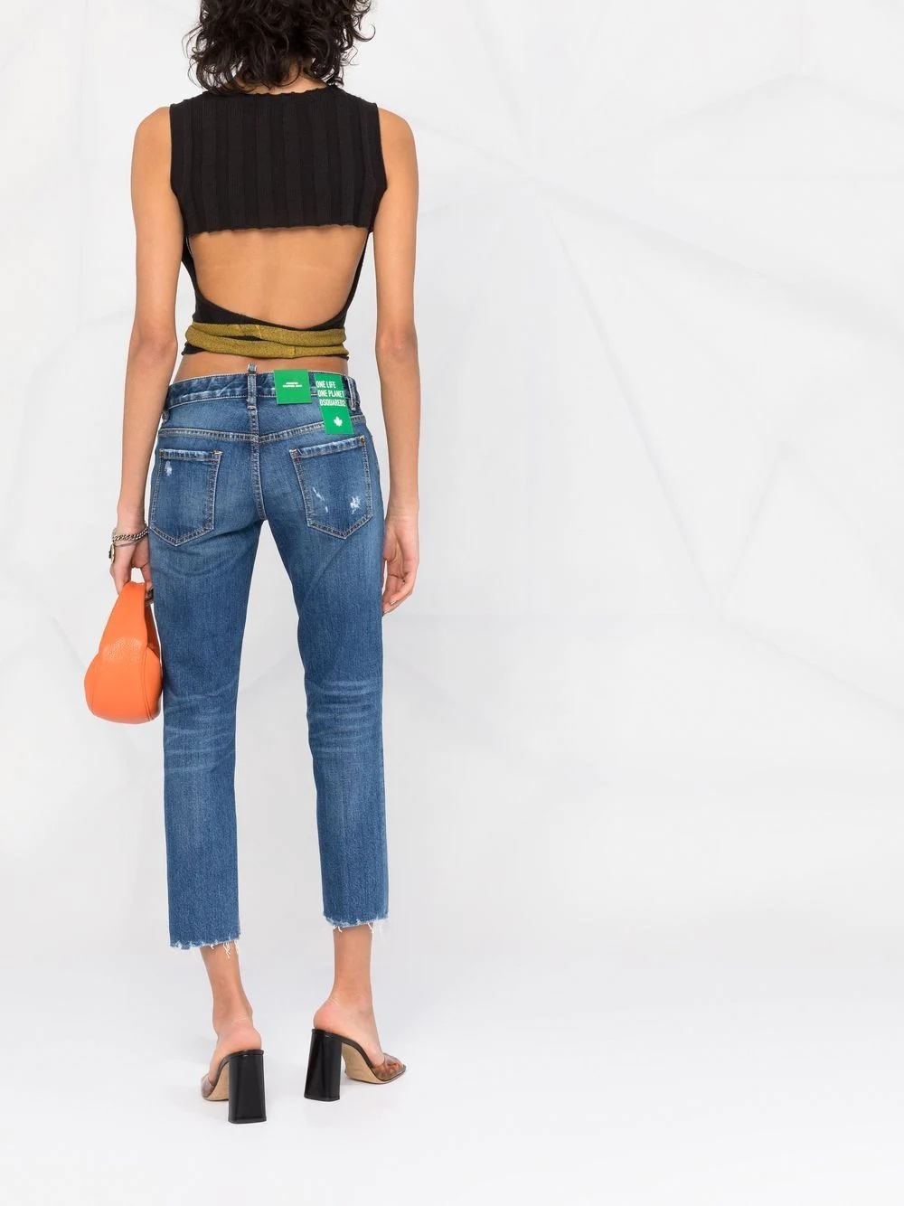 distressed cropped jeans - 6