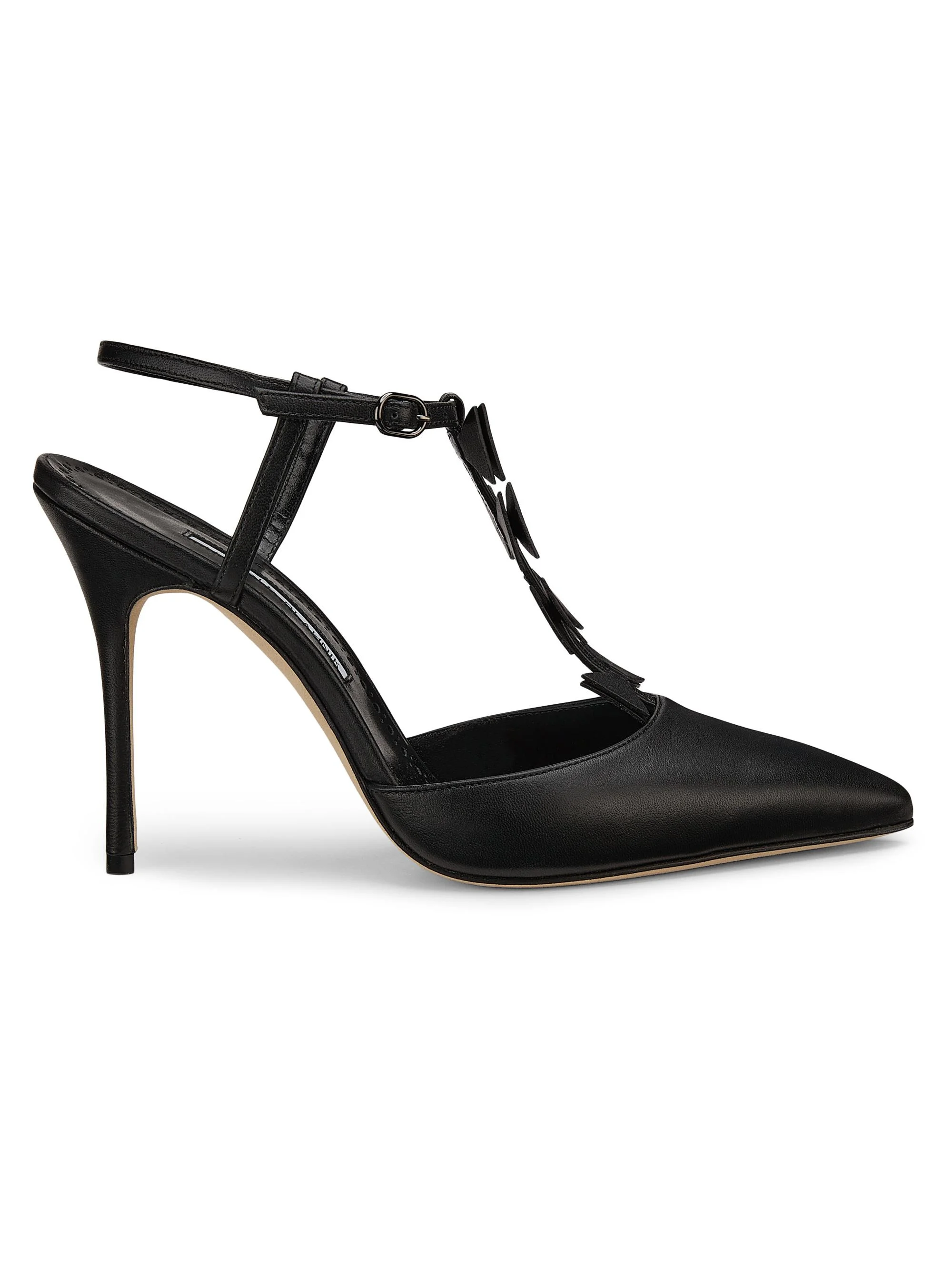 Women's Maurata 105MM Bow-Detailed Leather T-Strap Pumps - Black - 1