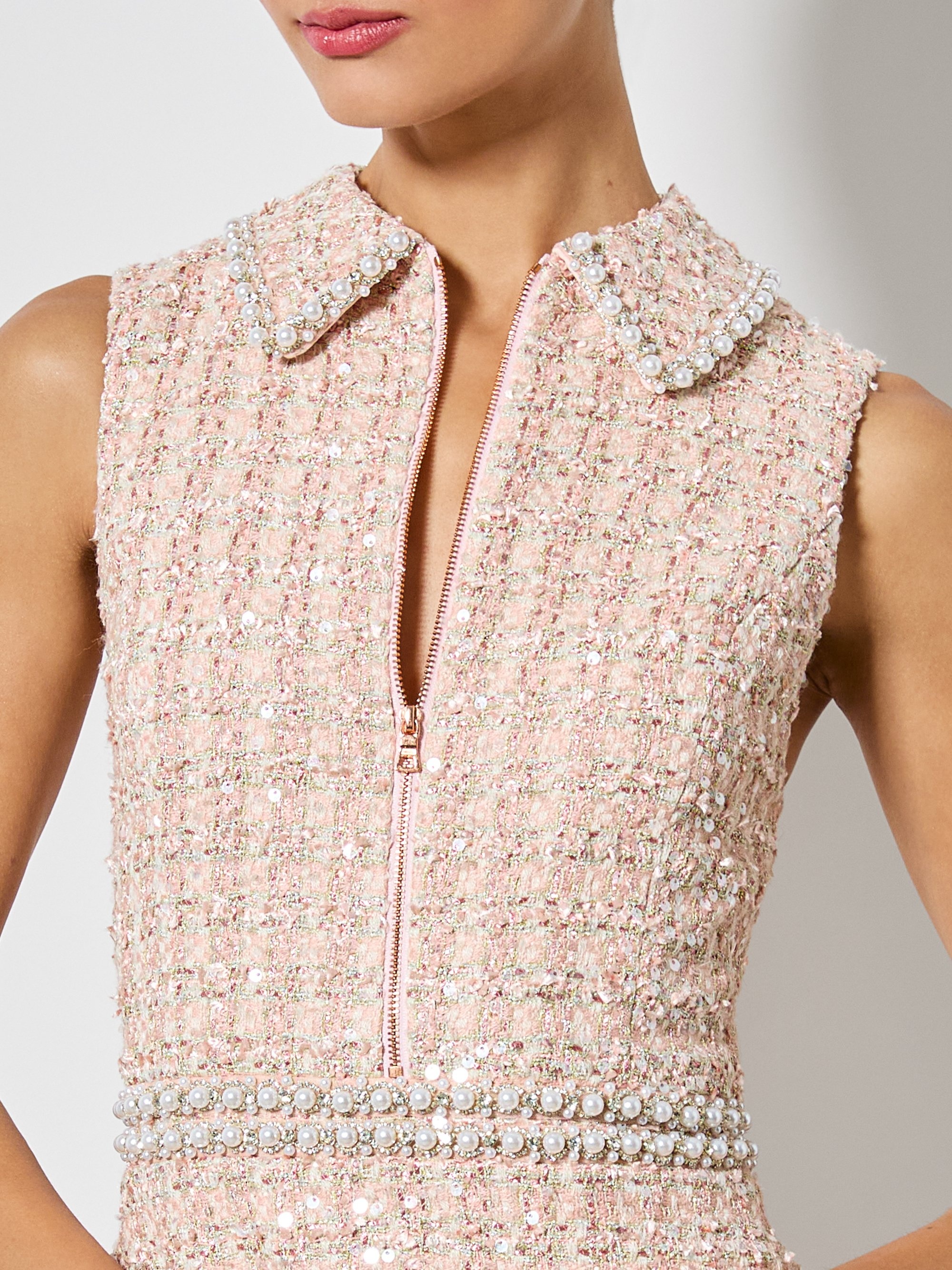 ELLIS EMBELLISHED COLLARED ZIP FRONT DRESS - 3