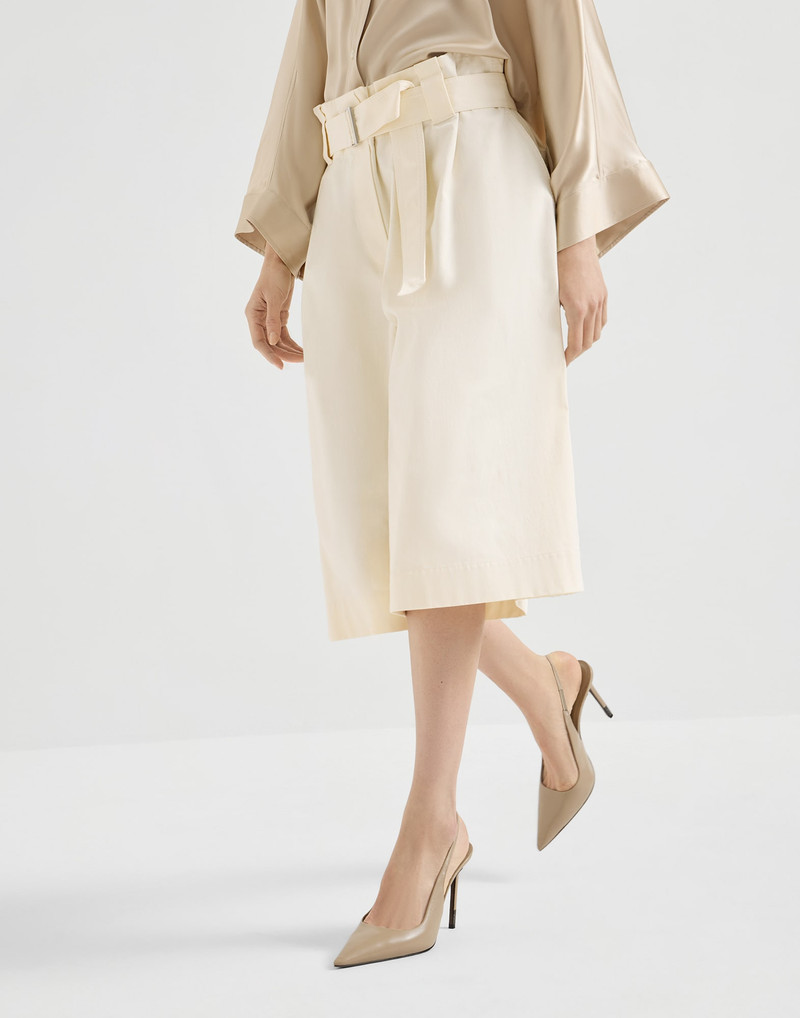 Cotton gabardine paperbag-waist Bermuda shorts 5