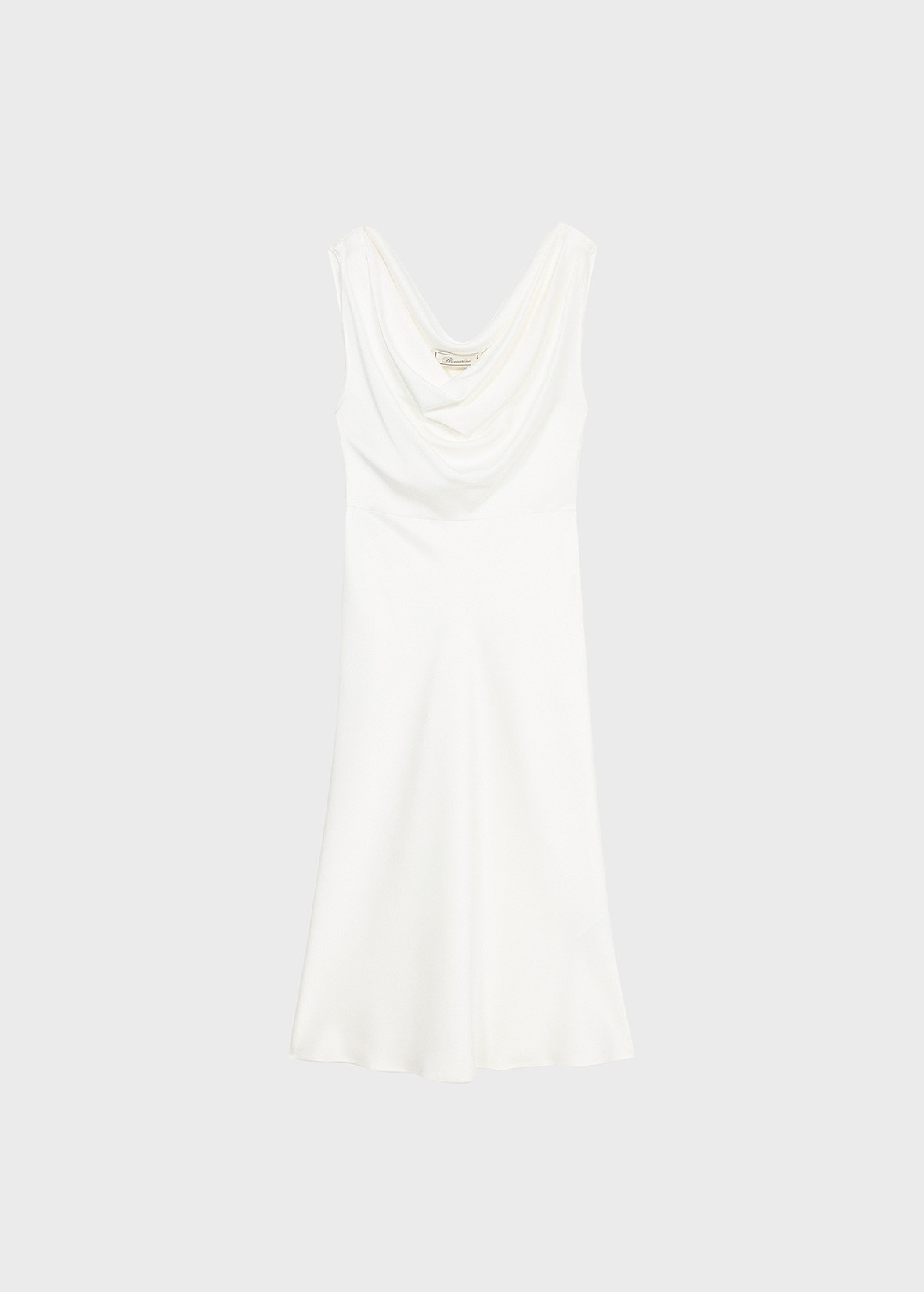 MIDI DRESS IN SHINY SATIN WITH DRAPED NECKLINE - 1