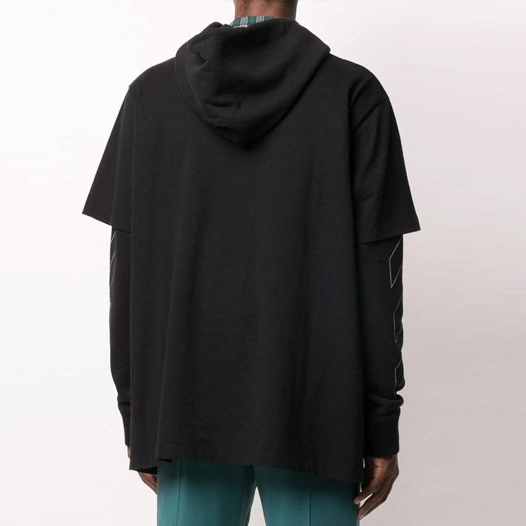 Off-White Stripe Logo Printing Sleeve Loose Fit Black OMBB051F20FLE0011001 - 7