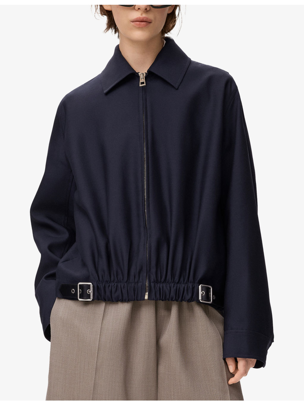 Belted Drape Wool-Silk Blend Jacket - 3
