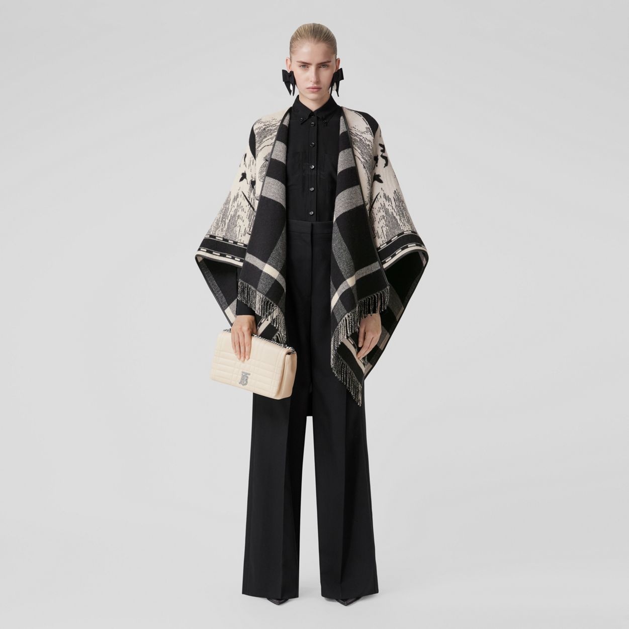 Reversible Swan Kingdom Wool Jacquard Cape - 2