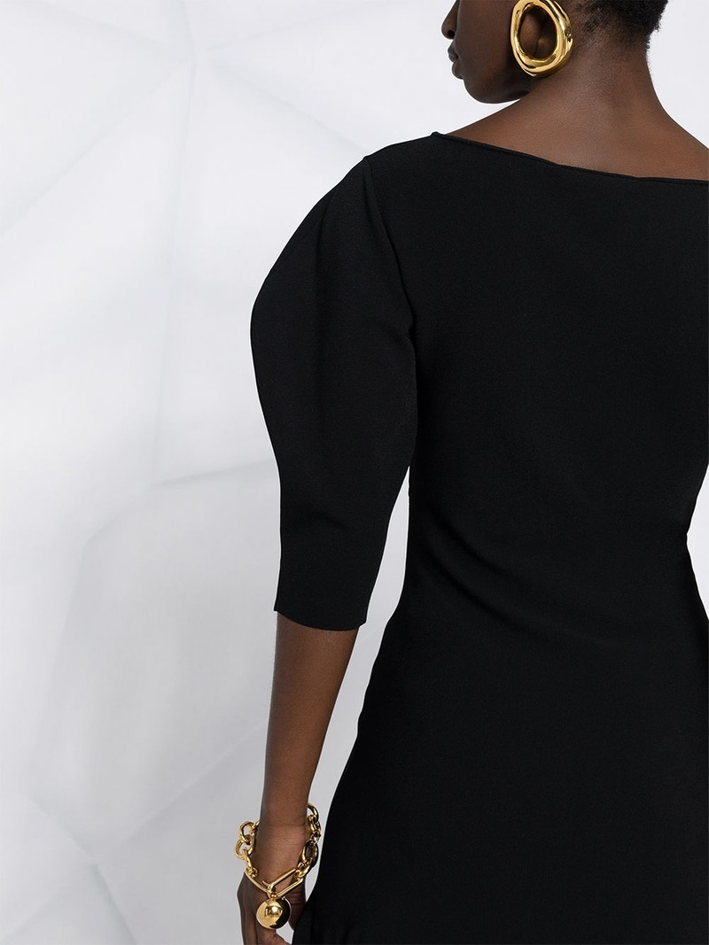 scoop-neck puff-sleeve knitted dress 3