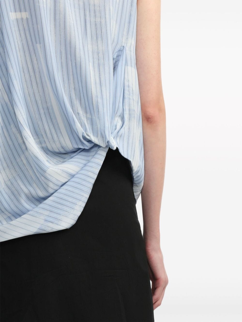 asymmetric gathered striped shirt - 5