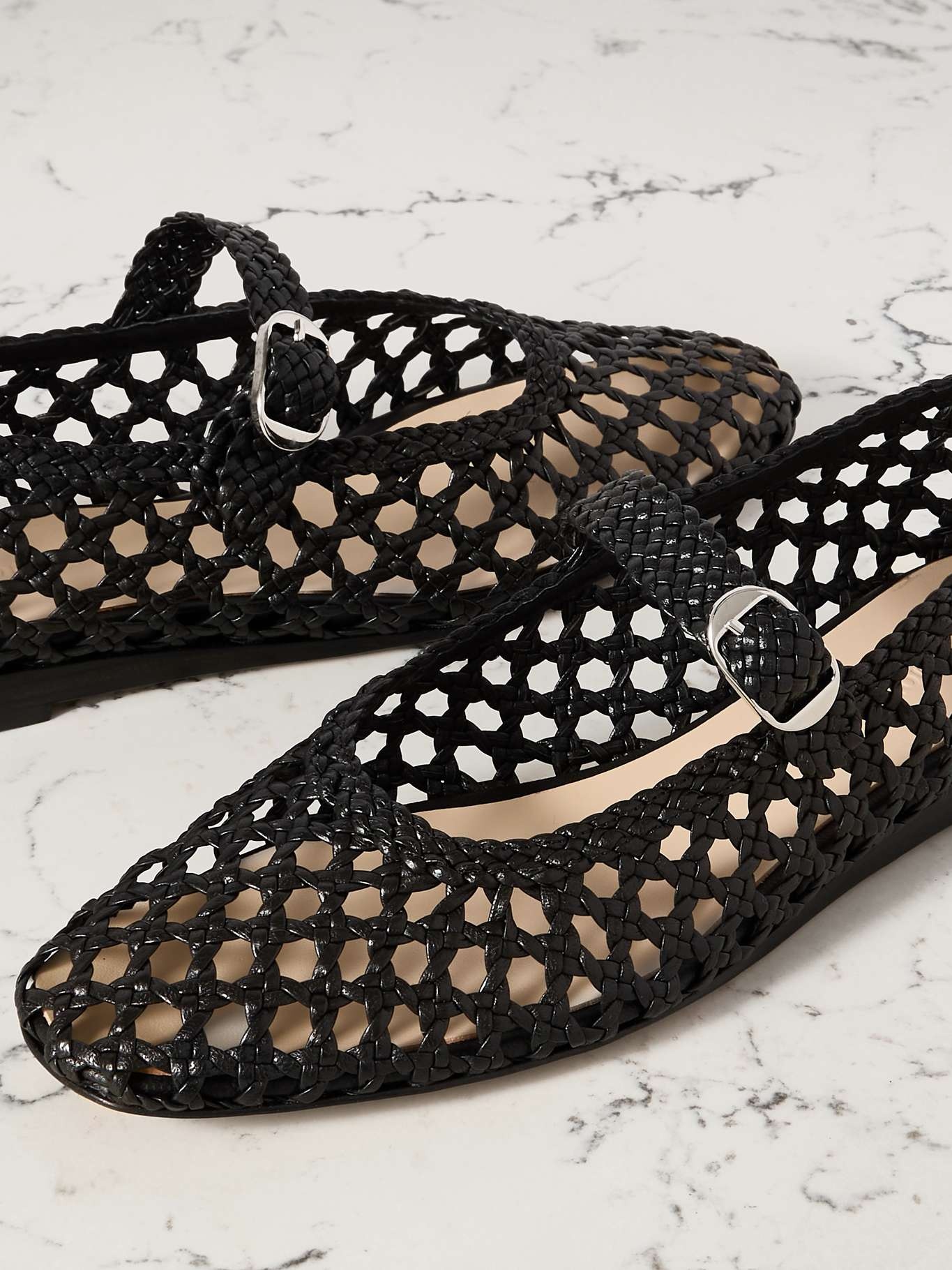 Woven leather Mary Jane ballet flats - 4