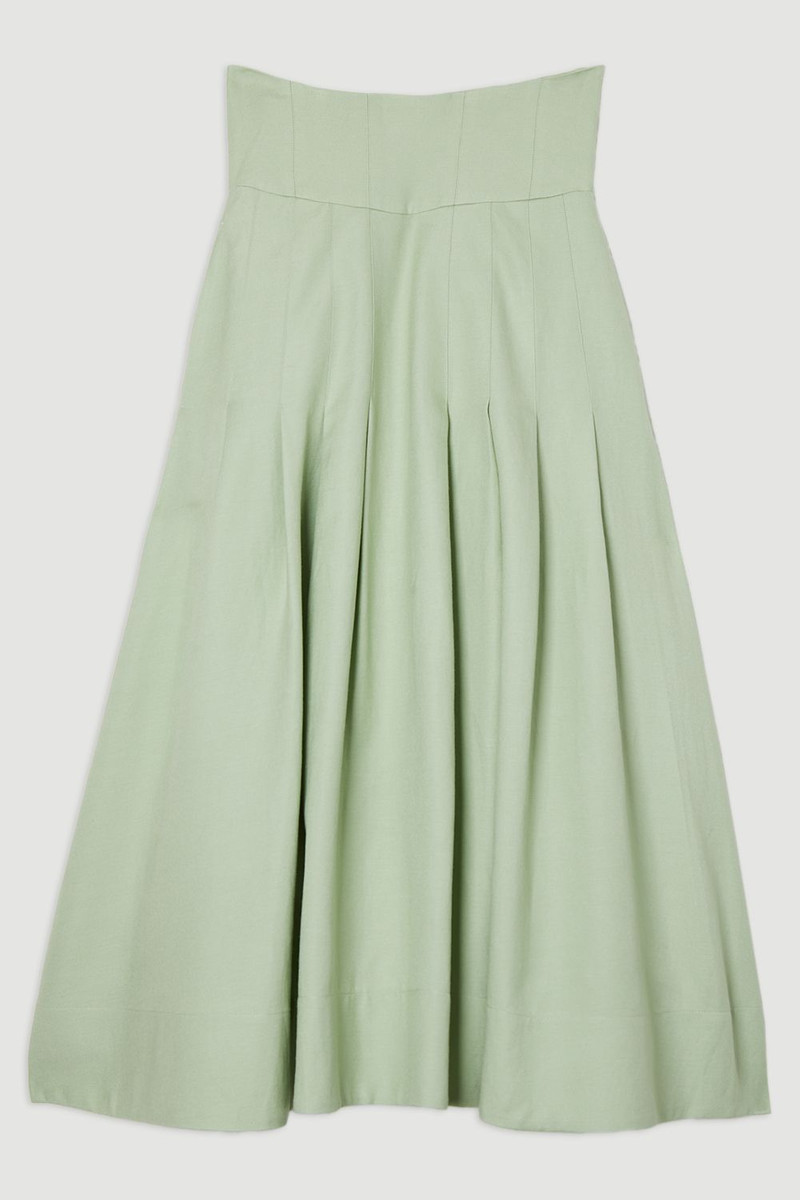 Viscose Linen Tailored Full Skirted Midaxi Skirt 4