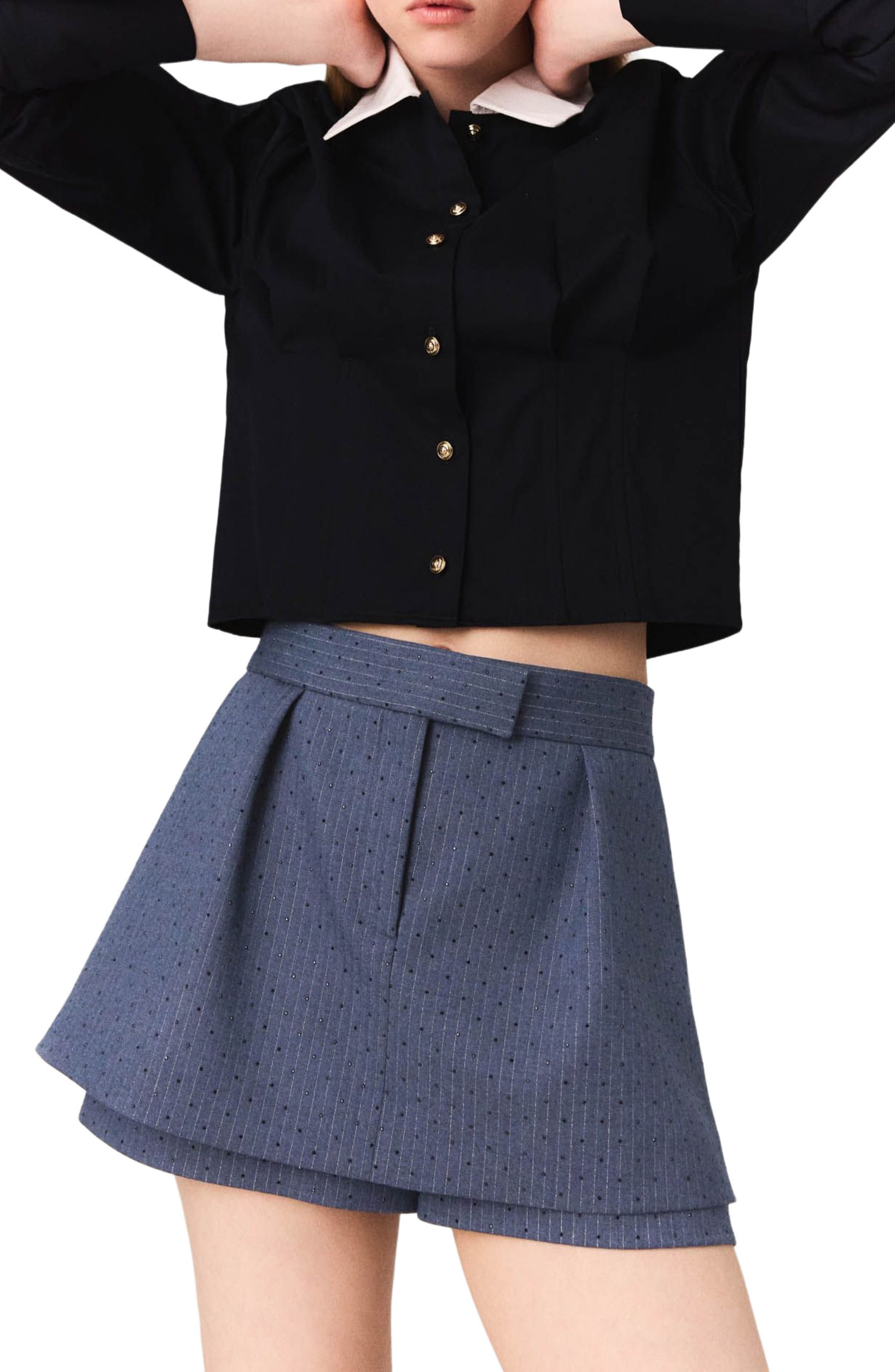 maje Rhinestone shorts in Blue at Nordstrom - 5