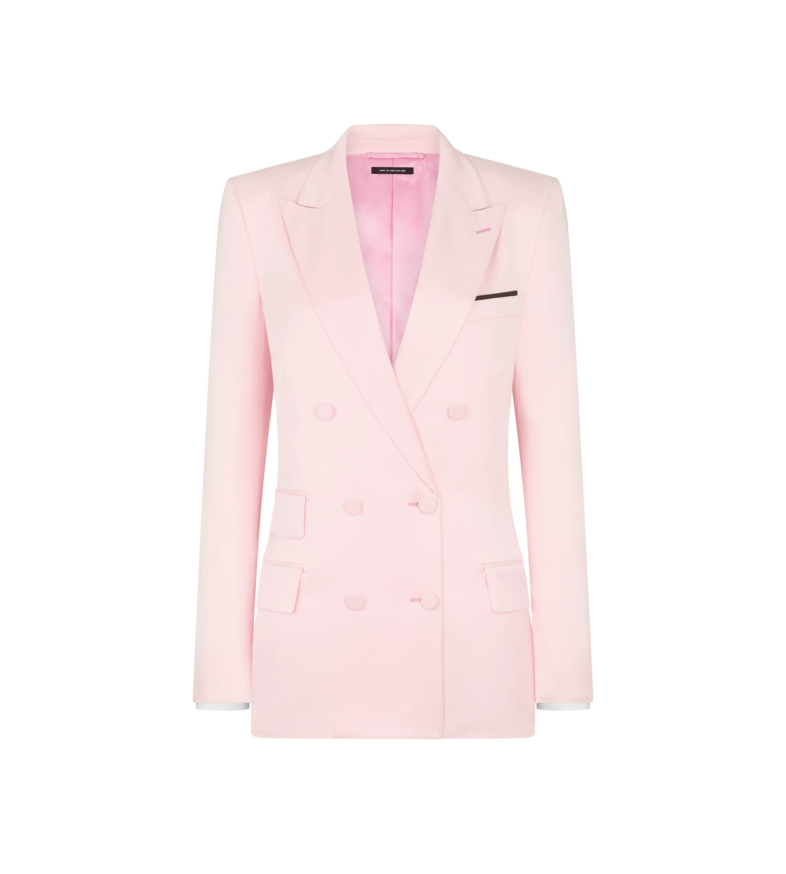 SILK SATIN DOUBLE BREASTED PEAK LAPEL JACKET - 1