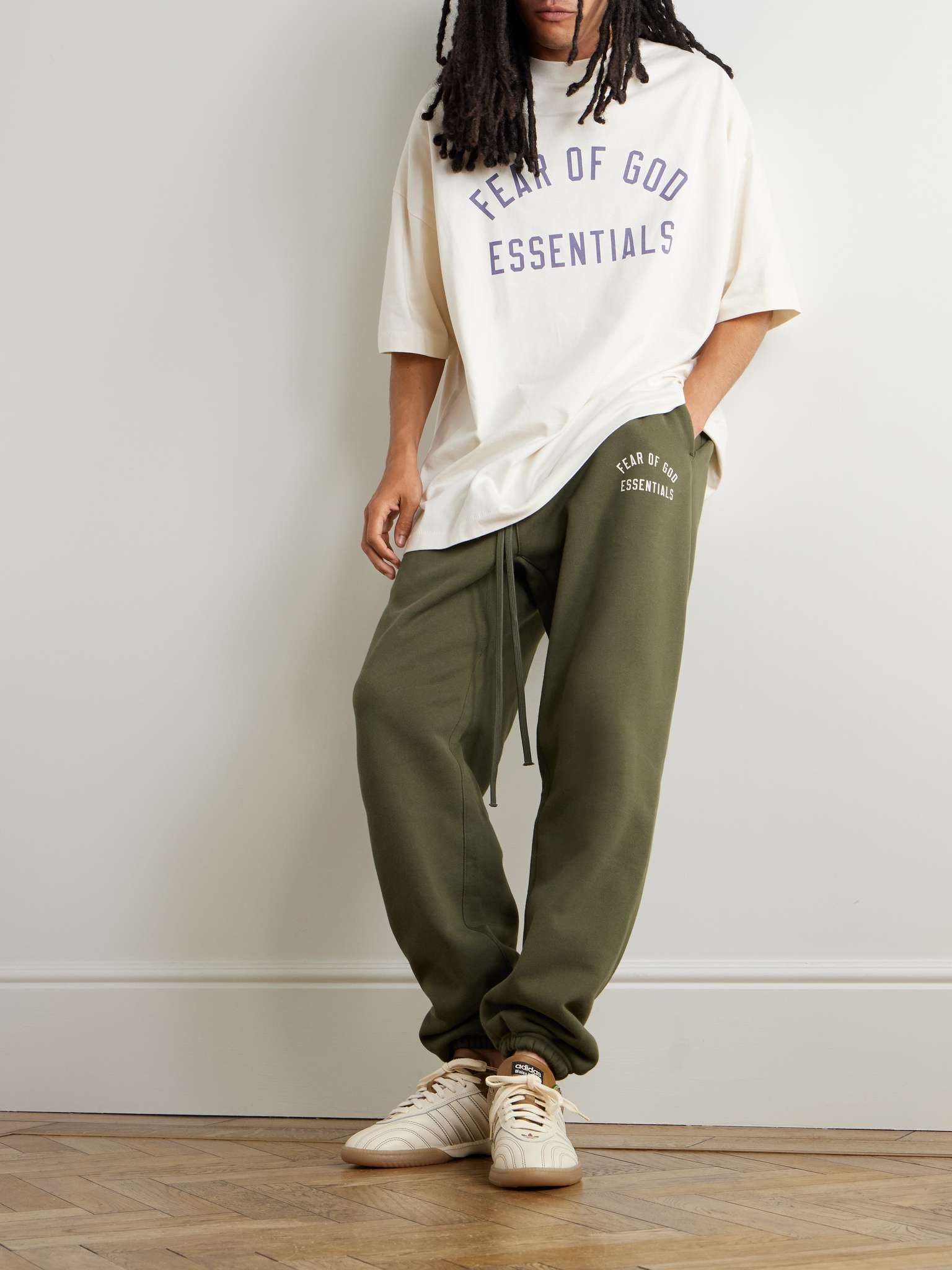 Tapered Logo-Print Appliquéd Cotton-Blend Jersey Sweatpants - 2