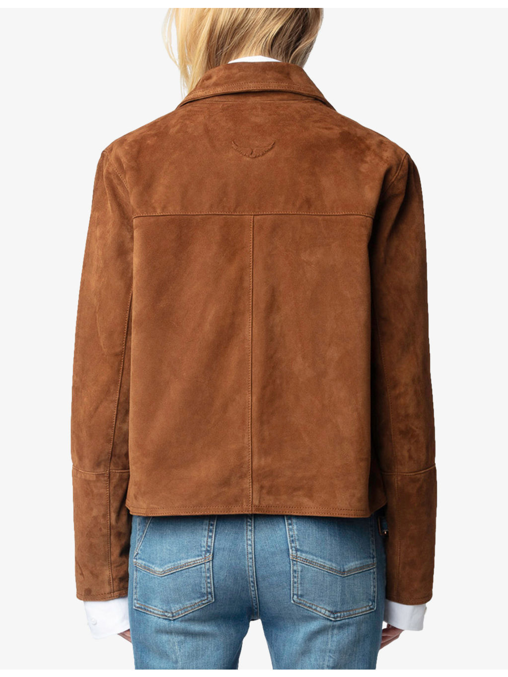 Lessa Embossed-Logo Suede Jacket - 4