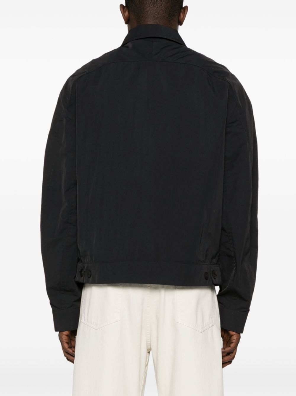 logo-embossed cotton shirt jacket - 4
