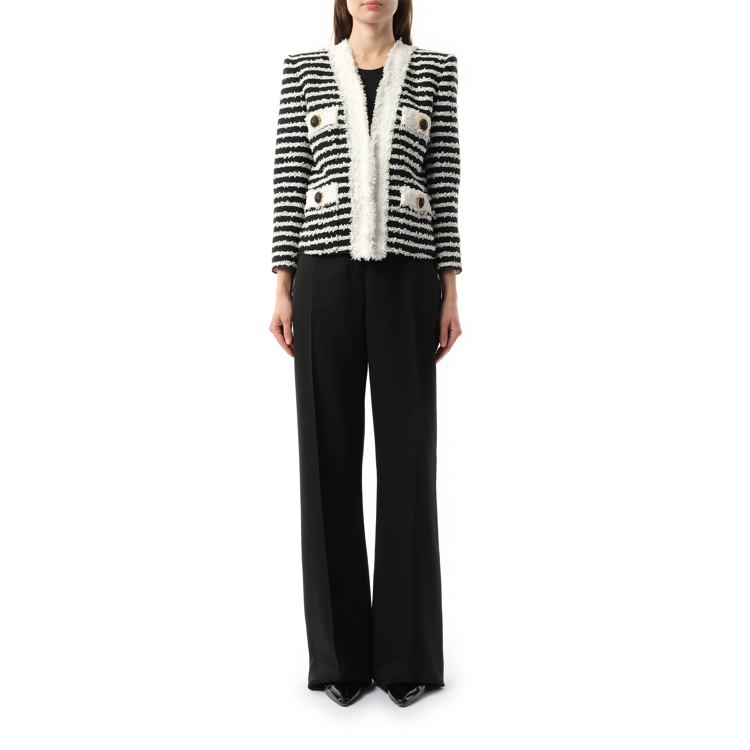 4PKT Mariniere Tweed Jacket in Black/White - 4