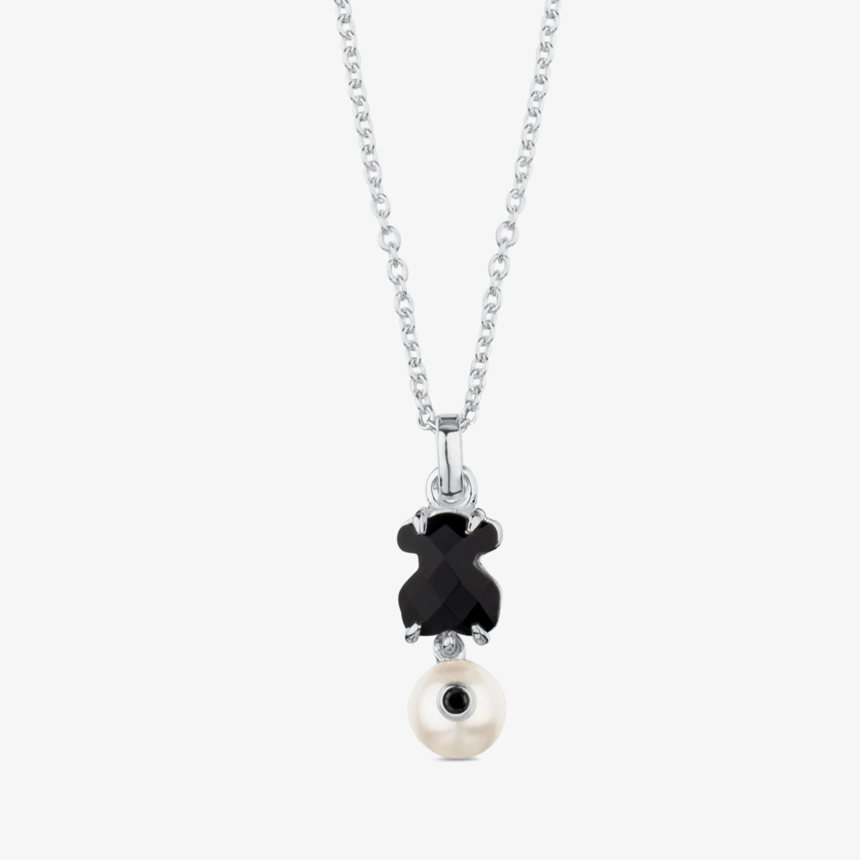 Silver Erma Necklace with Onyx, Pearl and Spinel - 1