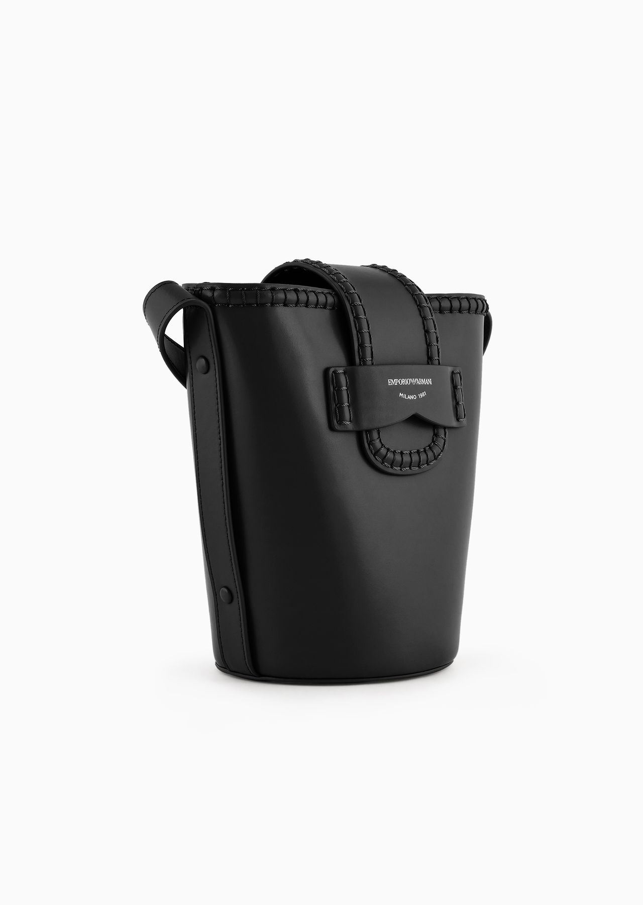 Leather bucket shoulder bag with Icon strap - 3
