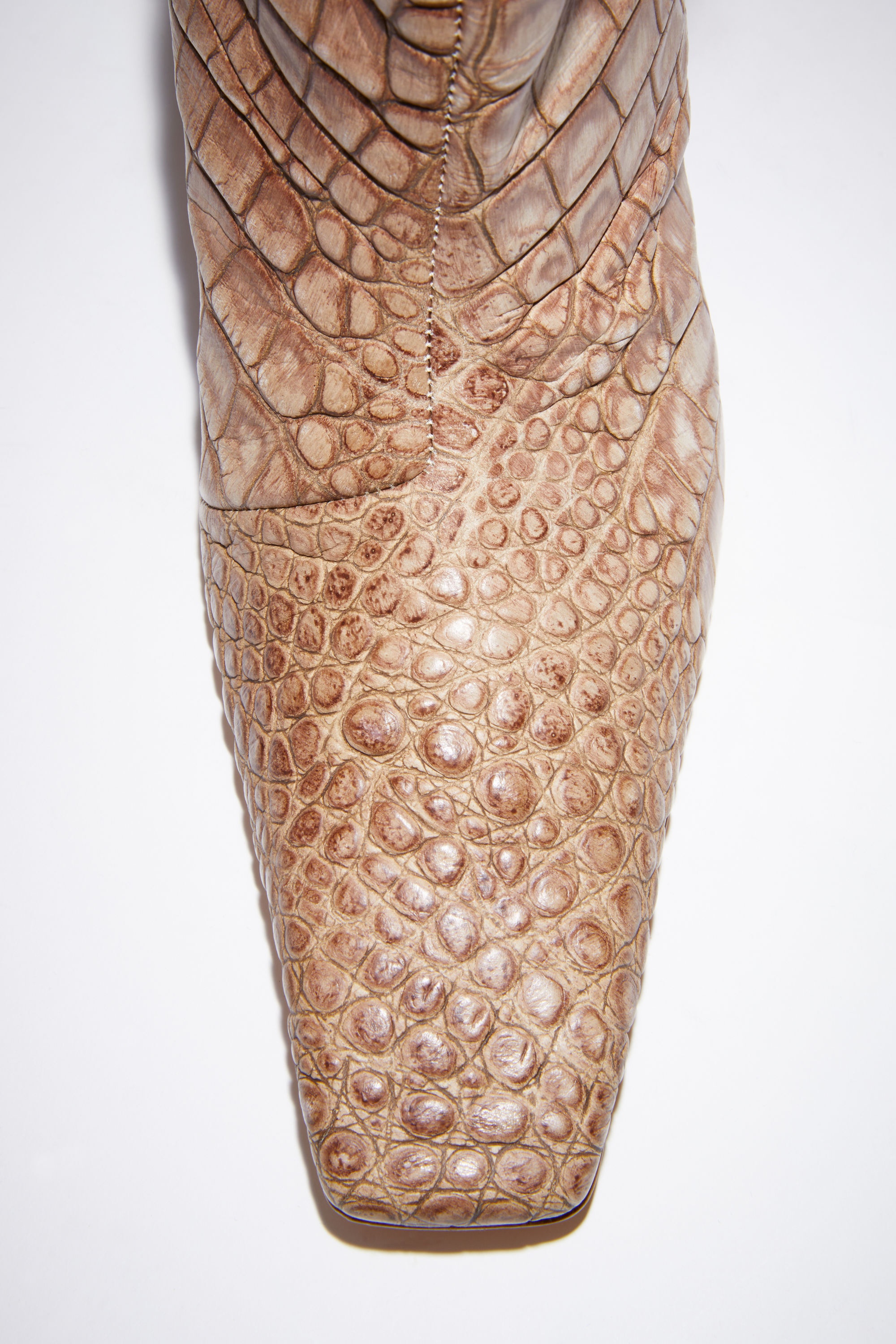 Leather embossed heeled boots - Powder pink - 5