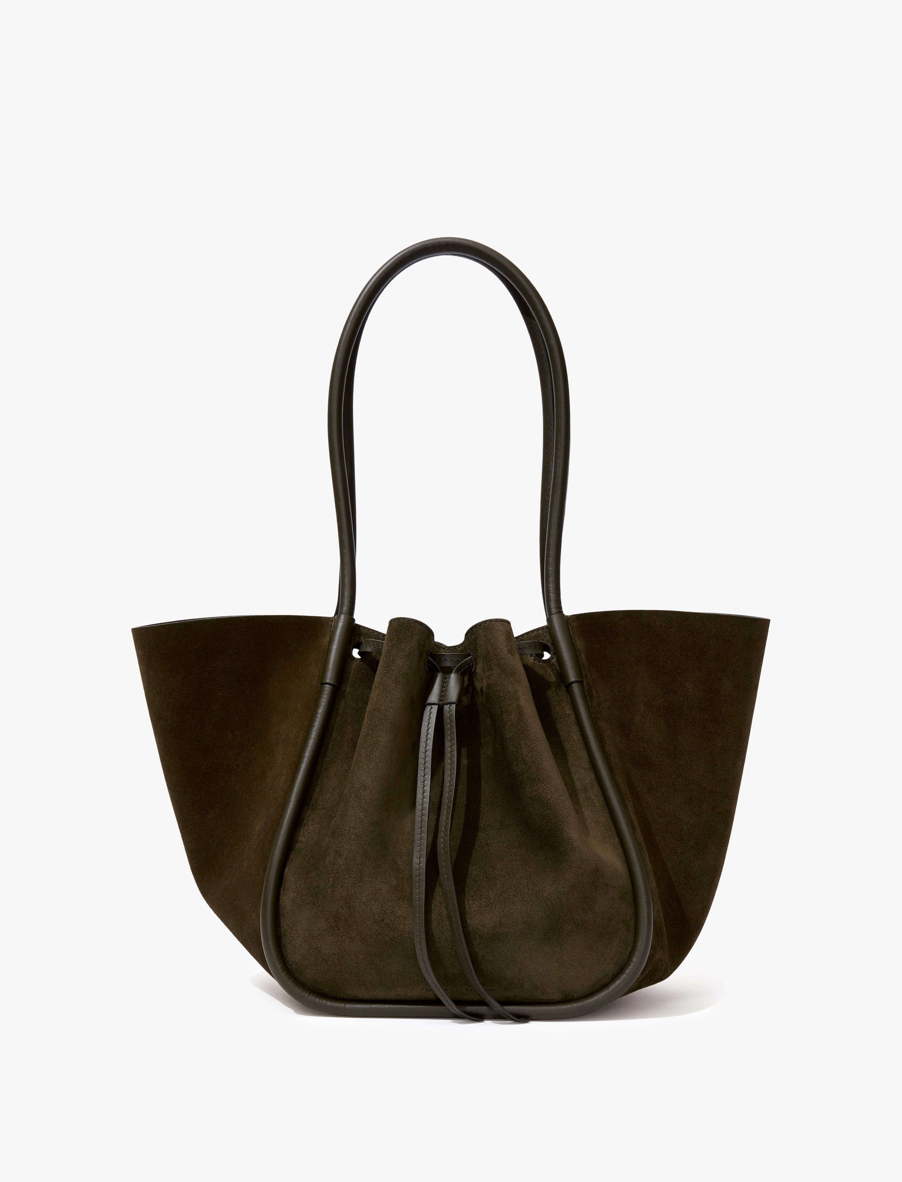 Large Ruched Tote in Soft Suede - 1